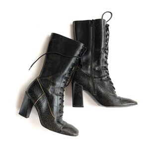 Vintage Miu Miu Crackled Leather Boots
